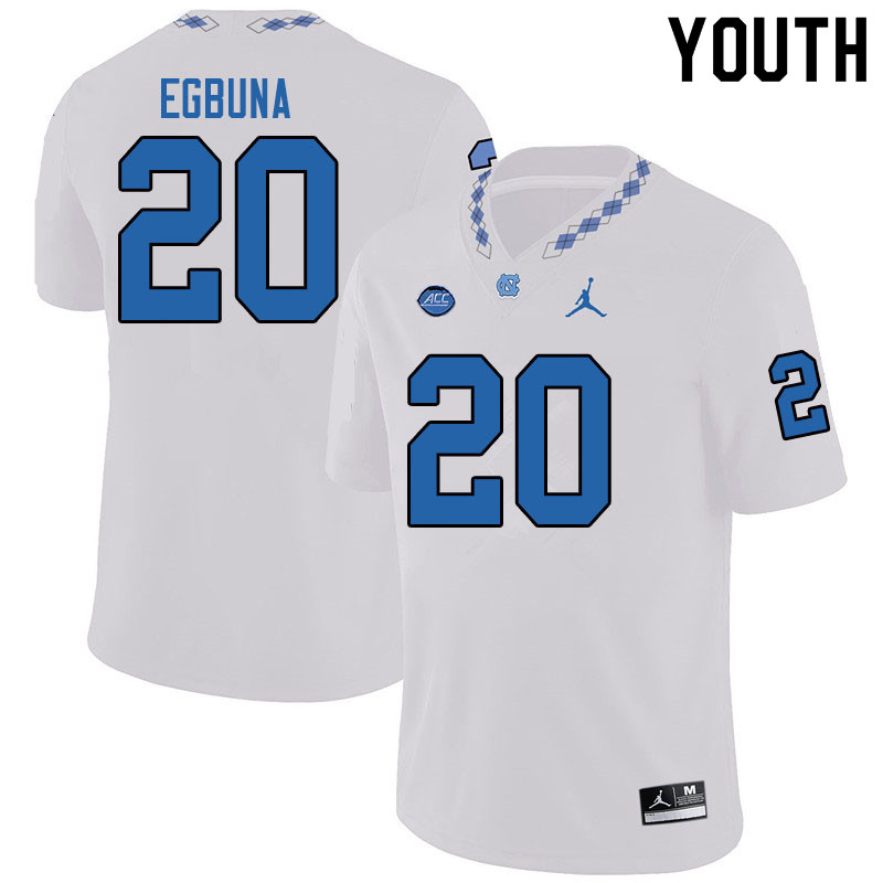 Jordan Brand Youth #20 Obi Egbuna North Carolina Tar Heels College Football Jerseys Sale-White